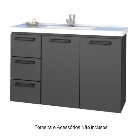 Gabinete para Banheiro em Aço 81x54,9cm Cozimax Damasco Preto - 101229