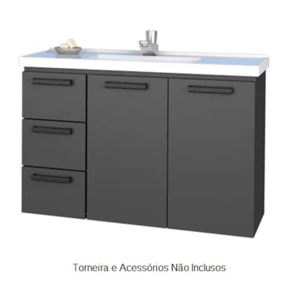 Gabinete para Banheiro em Aço 81x54,9cm Cozimax Damasco Preto - 101229