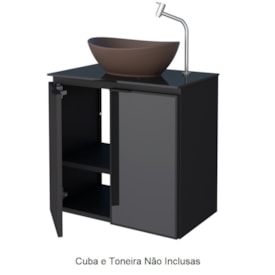 Gabinete para Banheiro em Aço e Vidro 57x59,5cm Cozimax Umbu Preto - 101497