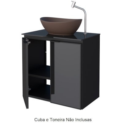 Gabinete para Banheiro em Aço e Vidro 57x59,5cm Cozimax Umbu Preto - 101497