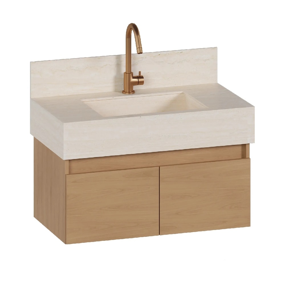 Gabinete para Banheiro em Madeira Cozimax Goya Jequitibá 80cm - 103838