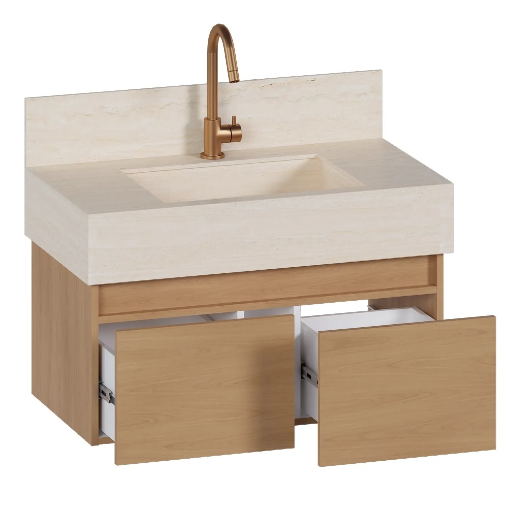 Gabinete para Banheiro em Madeira Cozimax Goya Jequitibá 80cm - 103838