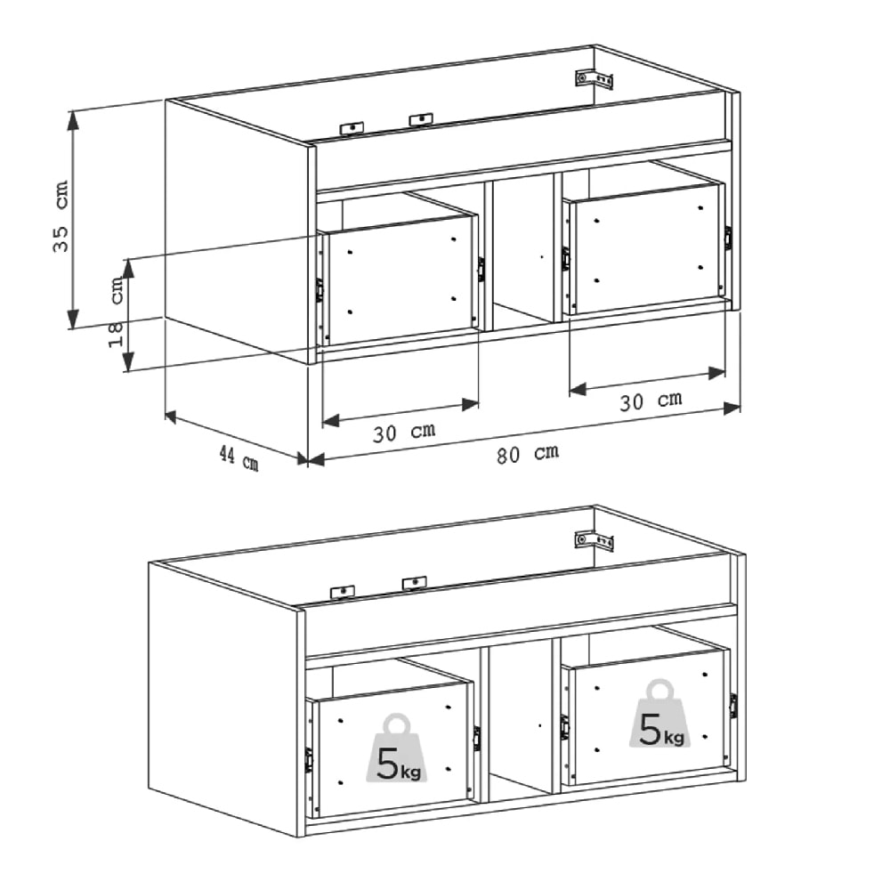 Gabinete para Banheiro em Madeira Cozimax Goya Jequitibá 80cm - 103838
