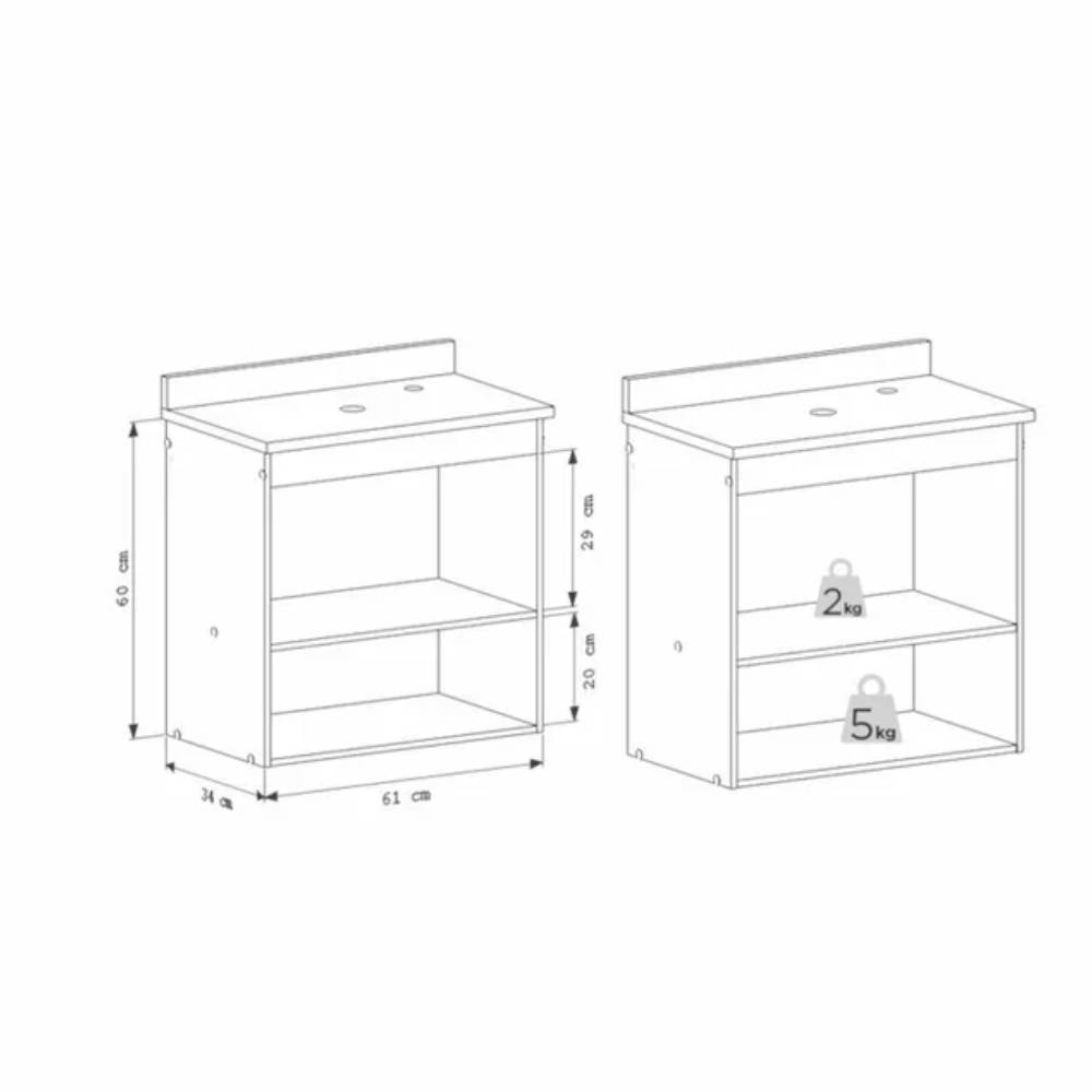 Gabinete para Banheiro em MDF 59,6x59cm Cozimax Aster Preto Granito - 1917