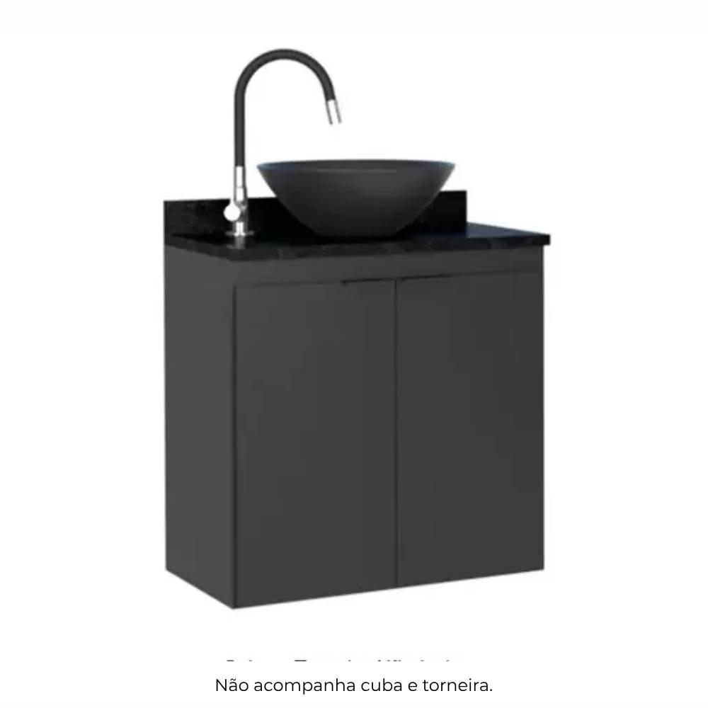 Gabinete para Banheiro em MDF 59,6x59cm Cozimax Aster Preto Granito - 1917