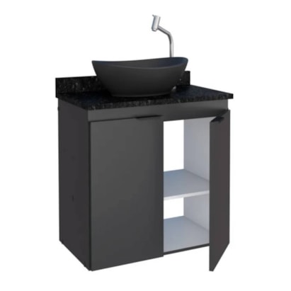 Gabinete para Banheiro em MDF 59,6x59cm Cozimax Aster Preto Granito - 1917