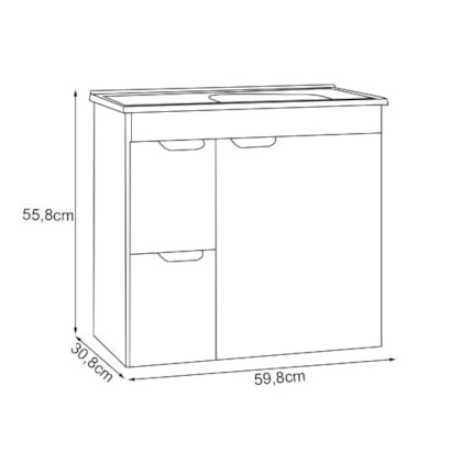 Gabinete para Banheiro em MDF 59,8x55,8cm Cozimax Margarida Nude - 100077