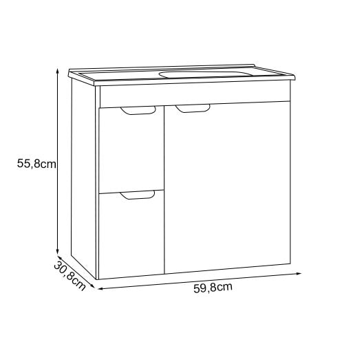 Gabinete para Banheiro em MDF 59,8x55,8cm Cozimax Margarida Nude - 100077