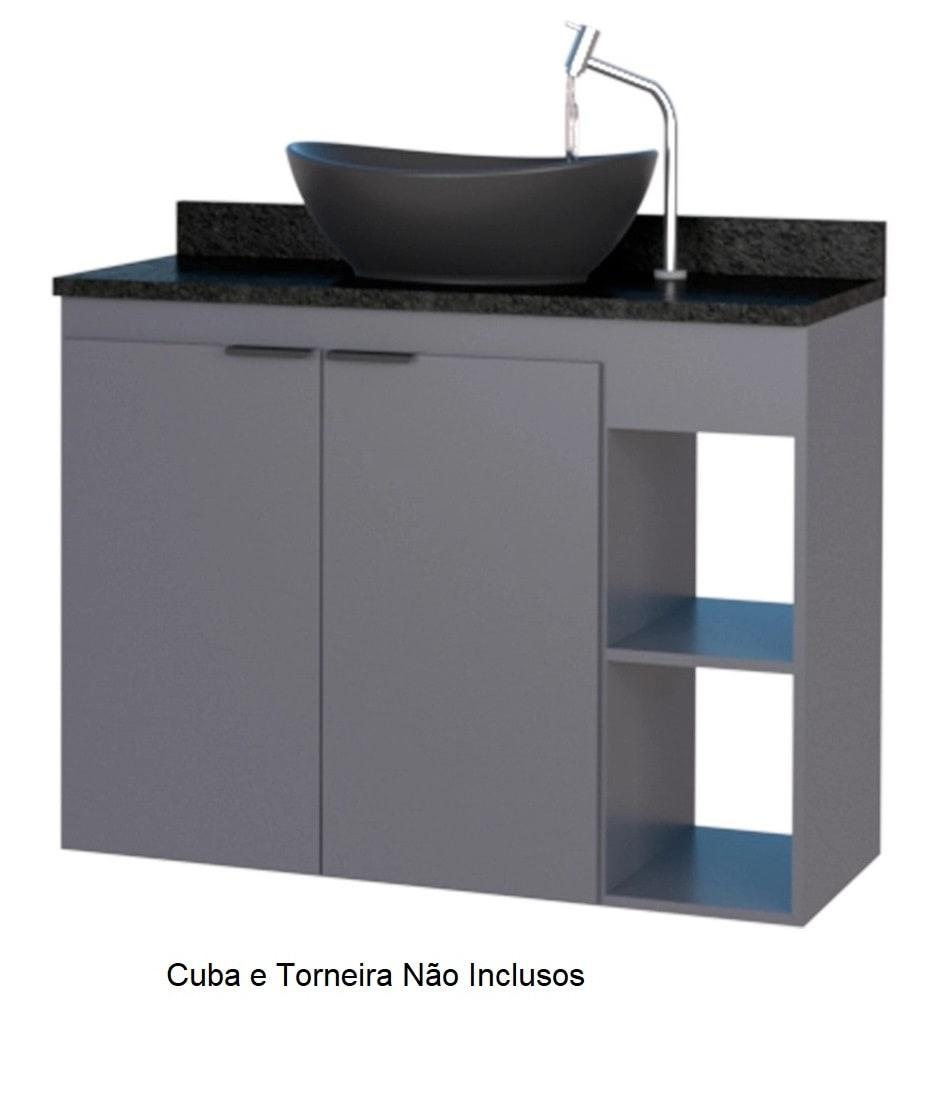 Gabinete para Banheiro em MDF 79,6x59cm Cozimax Aster Cinza Granito - 1934