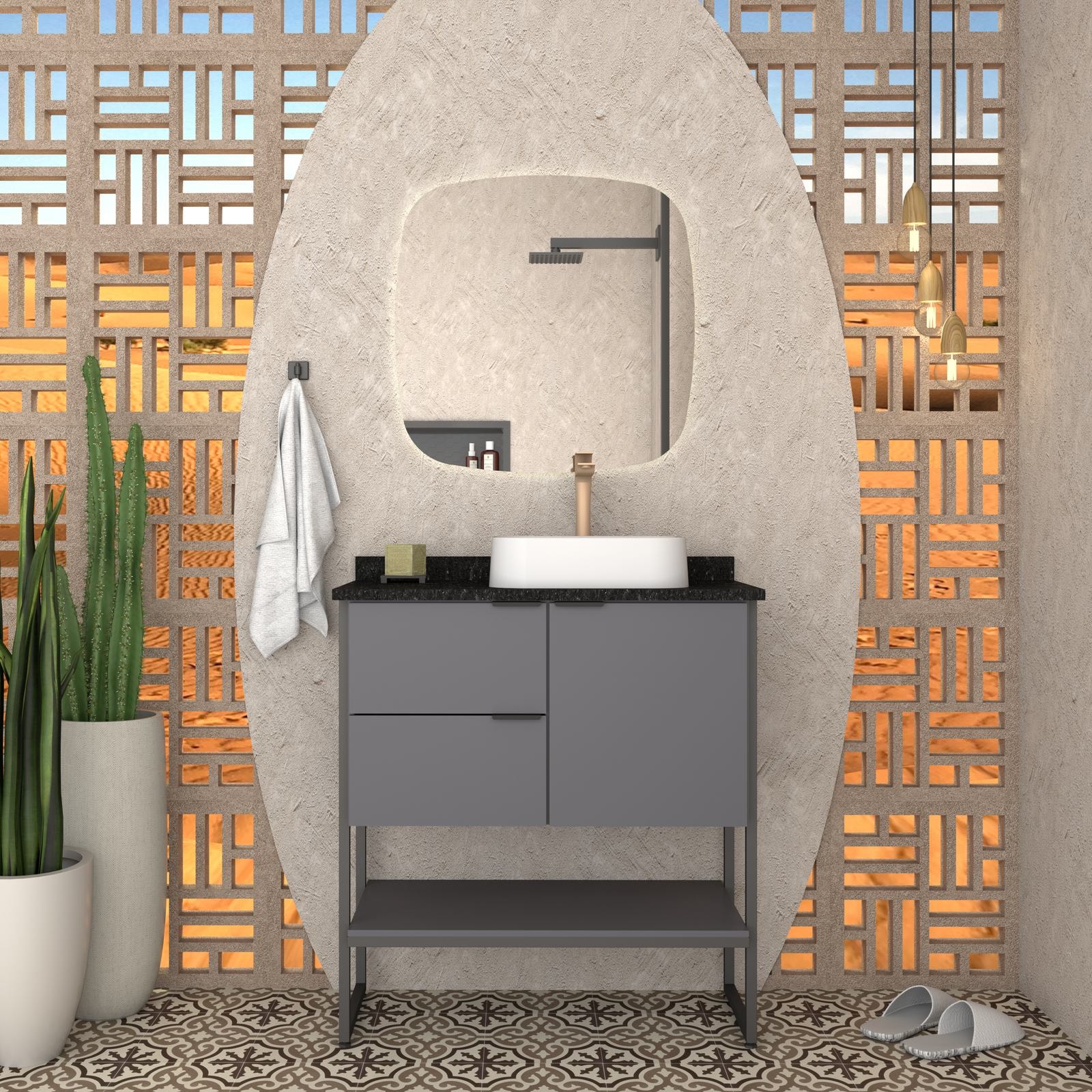 Gabinete para Banheiro em MDF 80x85,4cm Cozimax Nilo Cinza - 1948