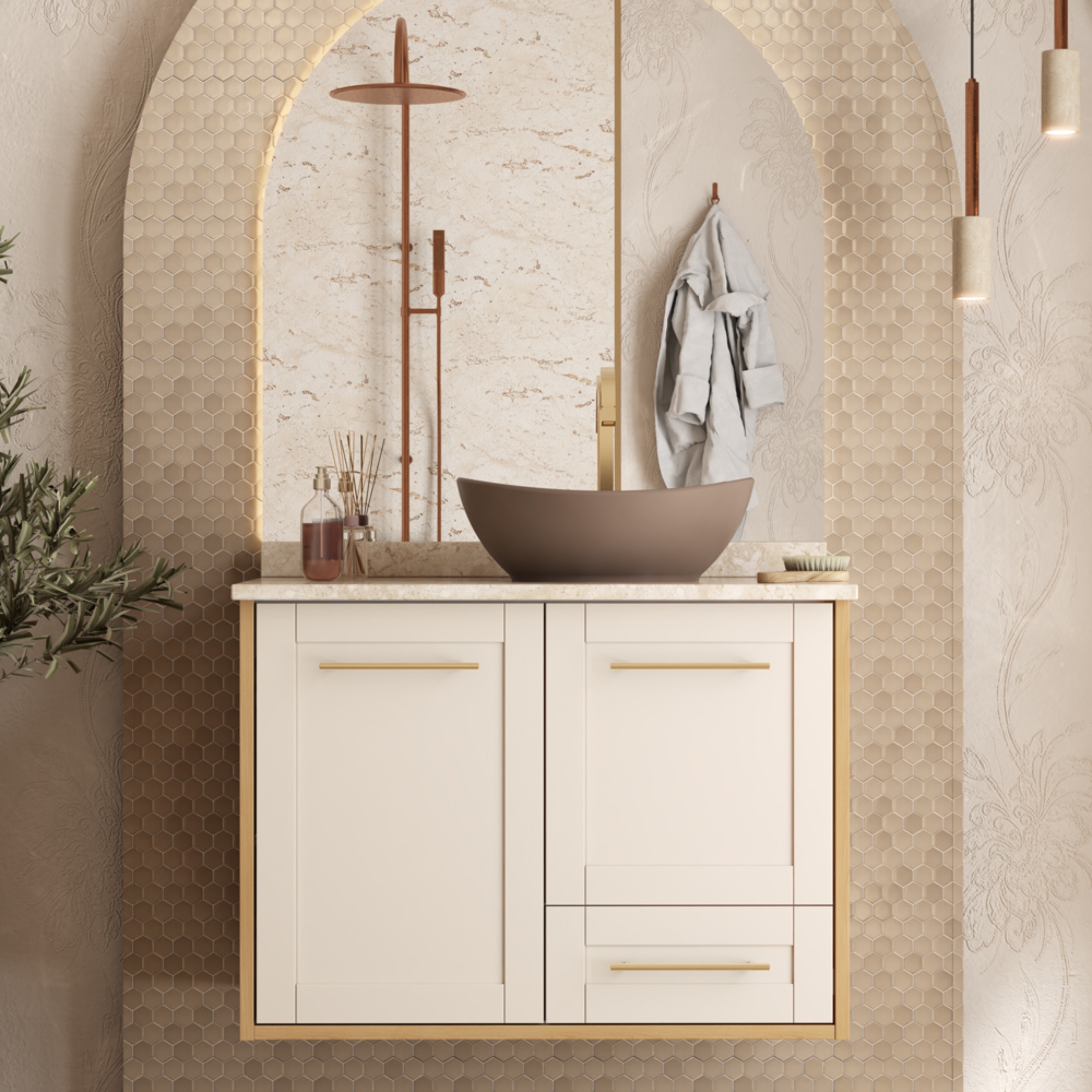 Gabinete para Banheiro em MDF Petúnia Cozimax Jequitiba/Areia 80cm - 2395