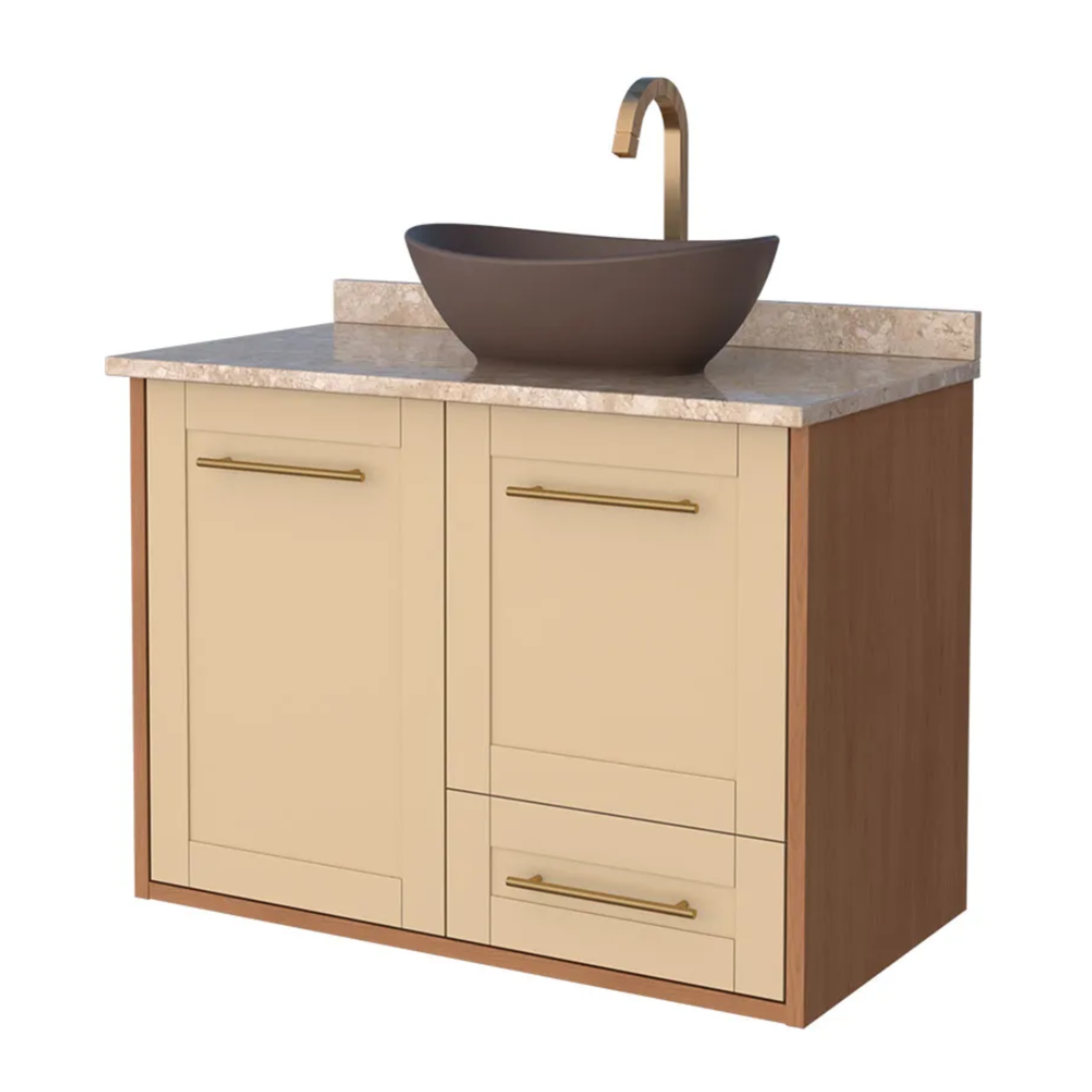 Gabinete para Banheiro em MDF Petúnia Cozimax Jequitiba/Areia 80cm - 2395