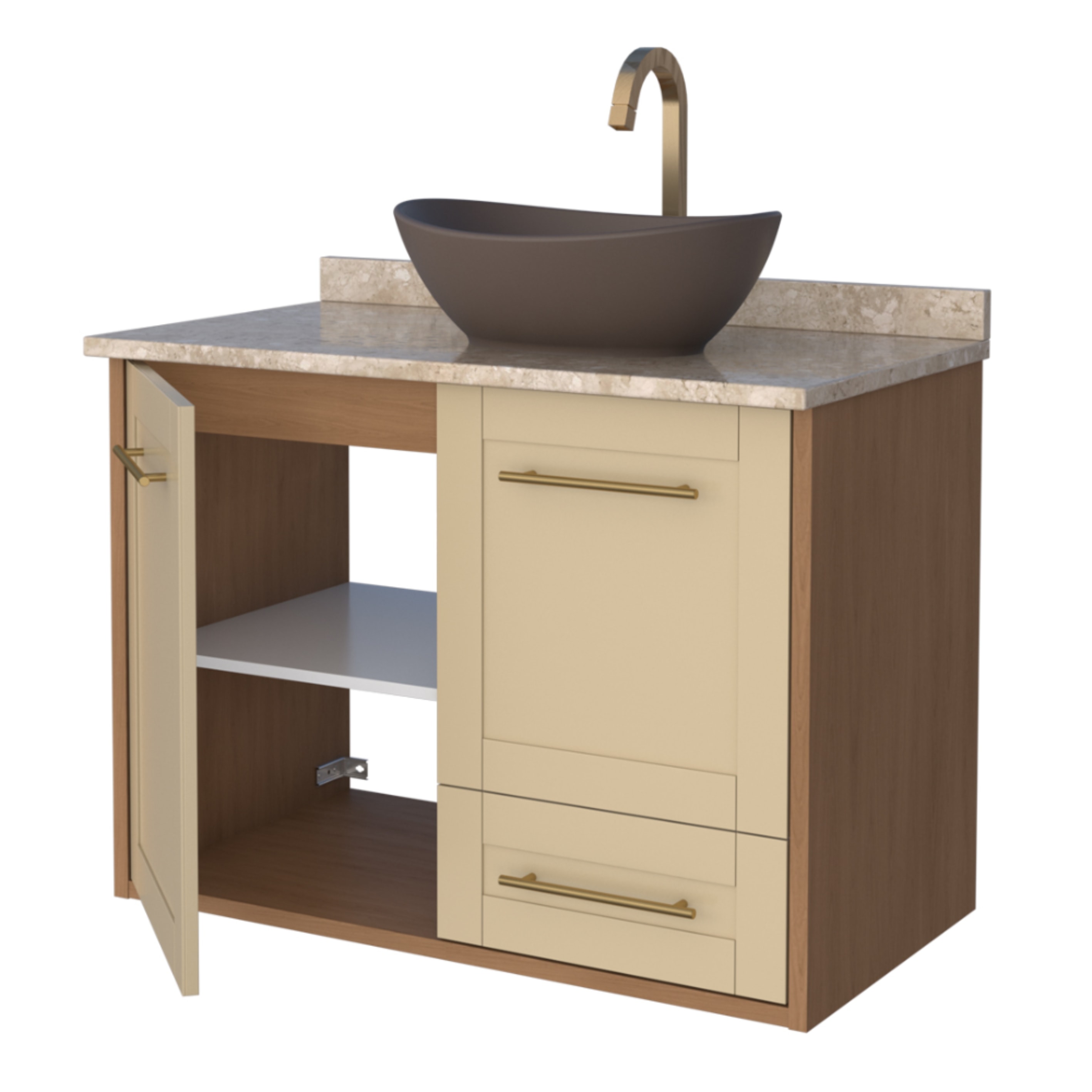 Gabinete para Banheiro em MDF Petúnia Cozimax Jequitiba/Areia 80cm - 2395