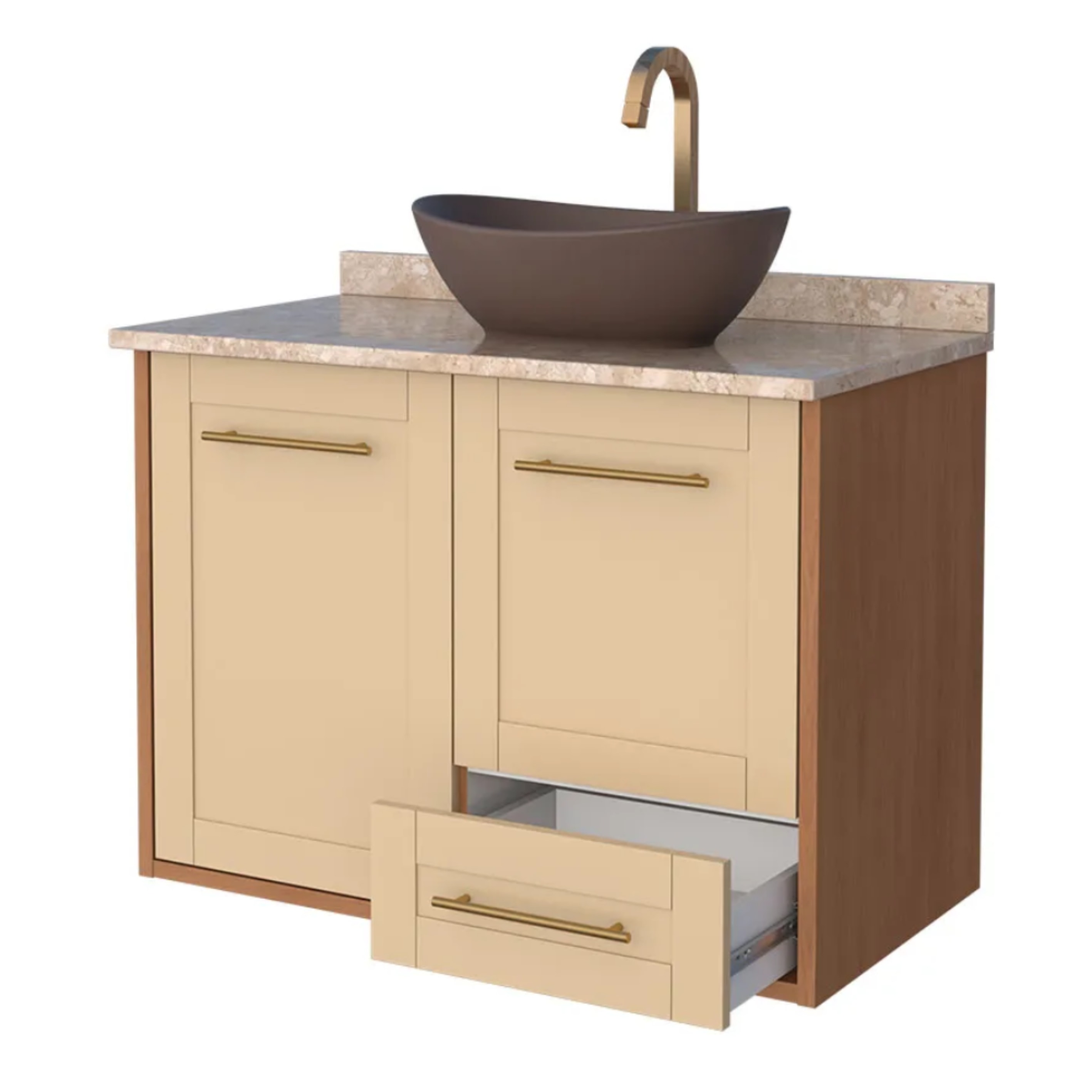 Gabinete para Banheiro em MDF Petúnia Cozimax Jequitiba/Areia 80cm - 2395