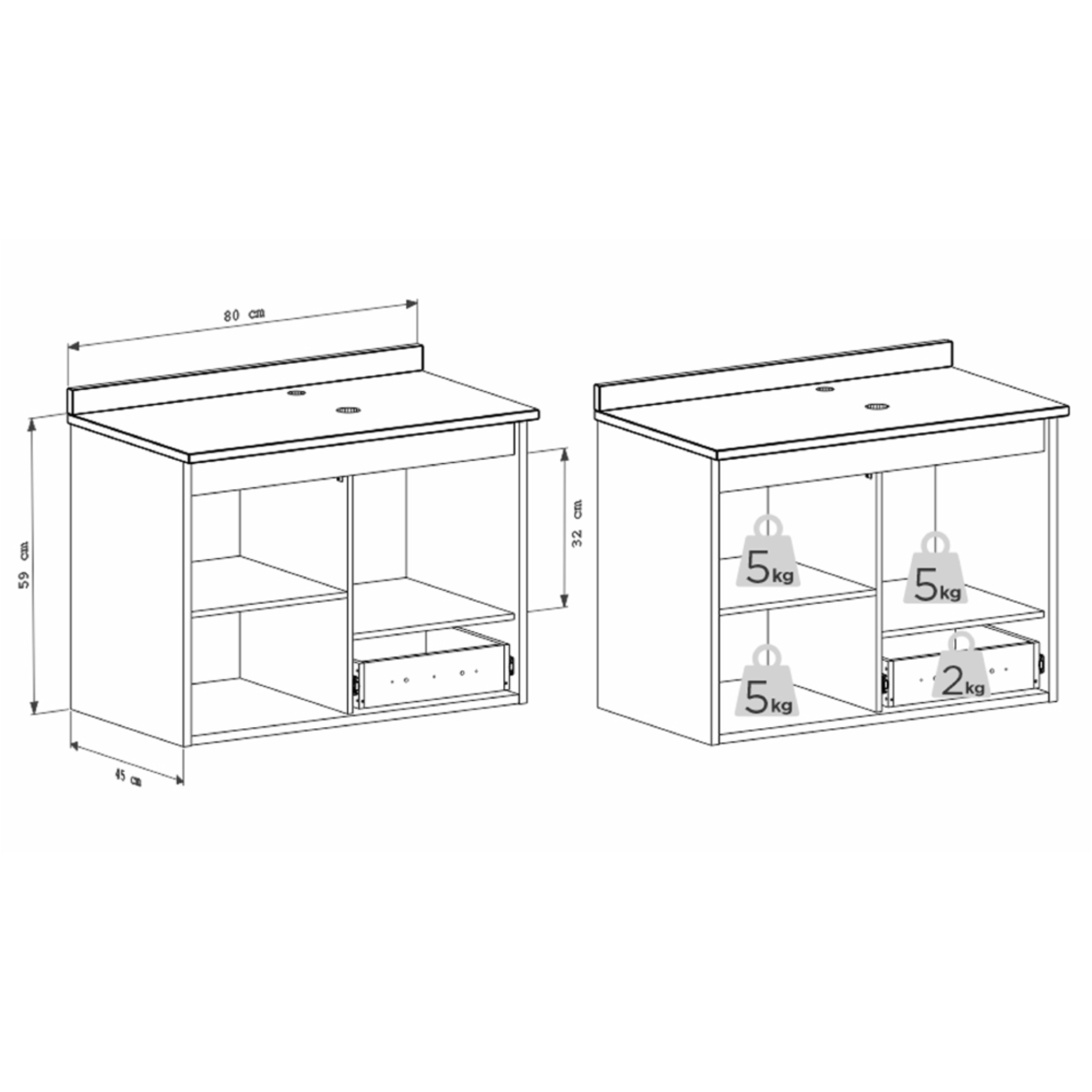 Gabinete para Banheiro em MDF Petúnia Cozimax Jequitiba/Areia 80cm - 2395