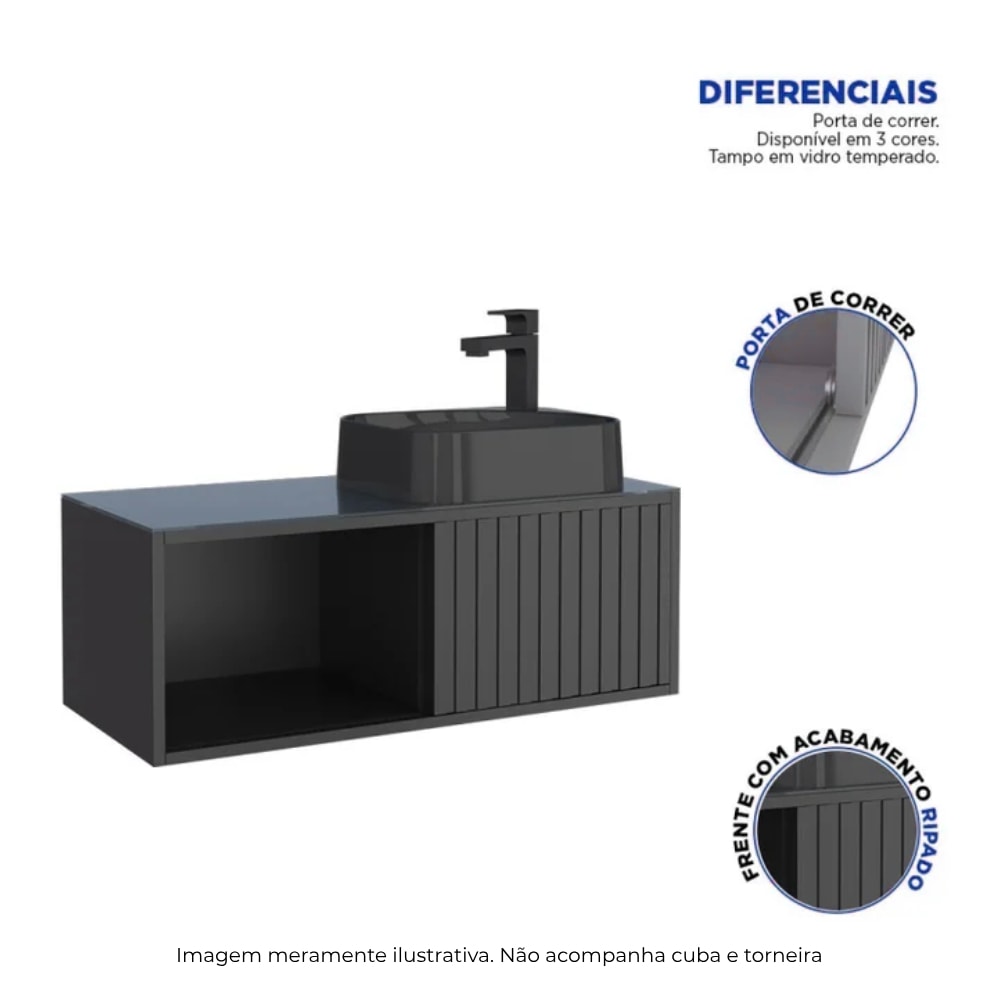 Gabinete para Banheiro Lugo Cozimax Preto - 102052