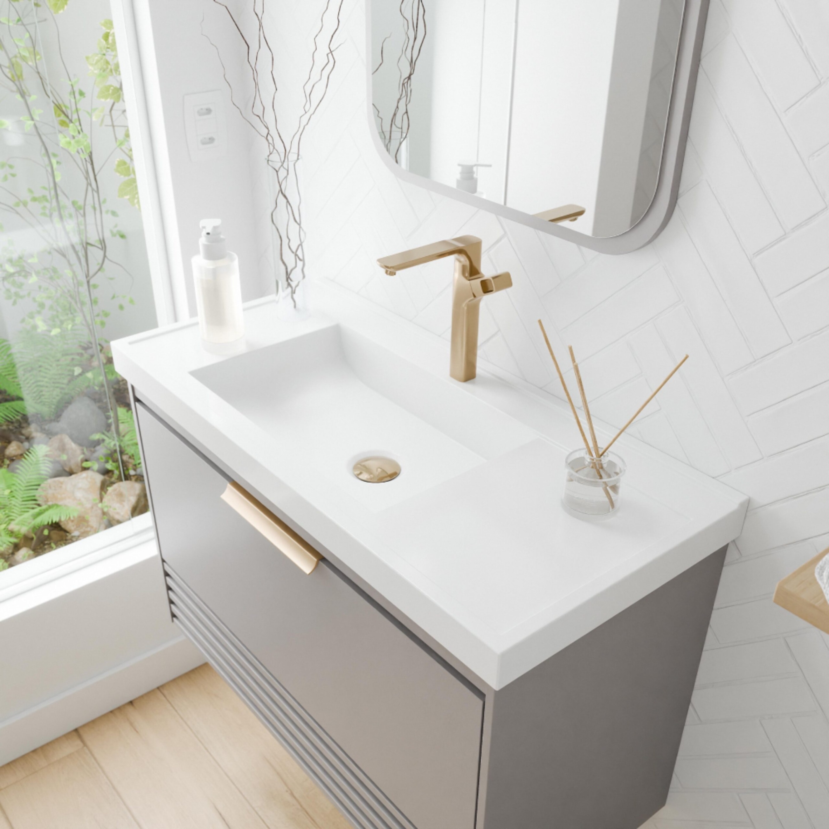 Gabinete para Banheiro MGM Paraty 60cm Platina - 32466.63