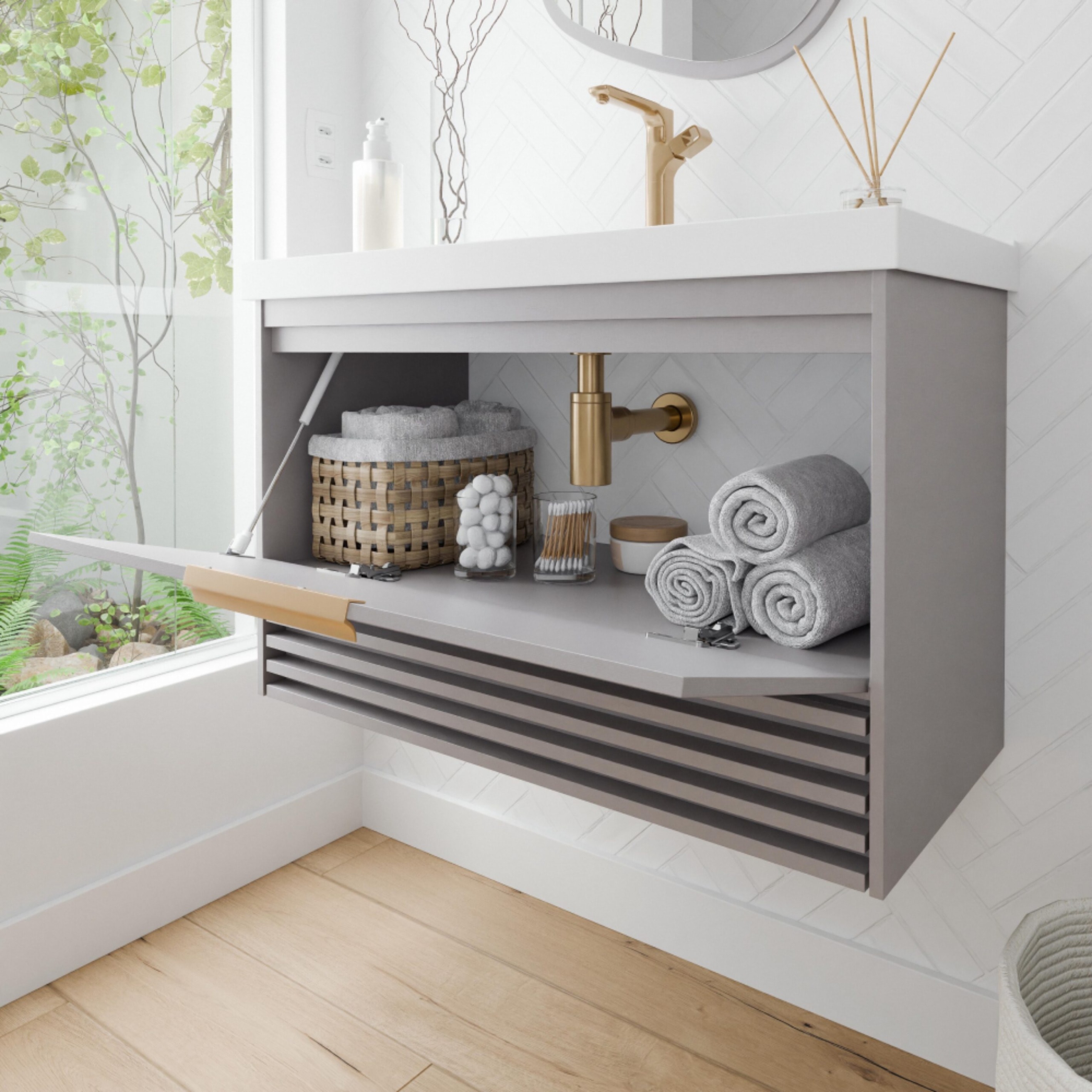 Gabinete para Banheiro MGM Paraty 60cm Platina - 32466.63