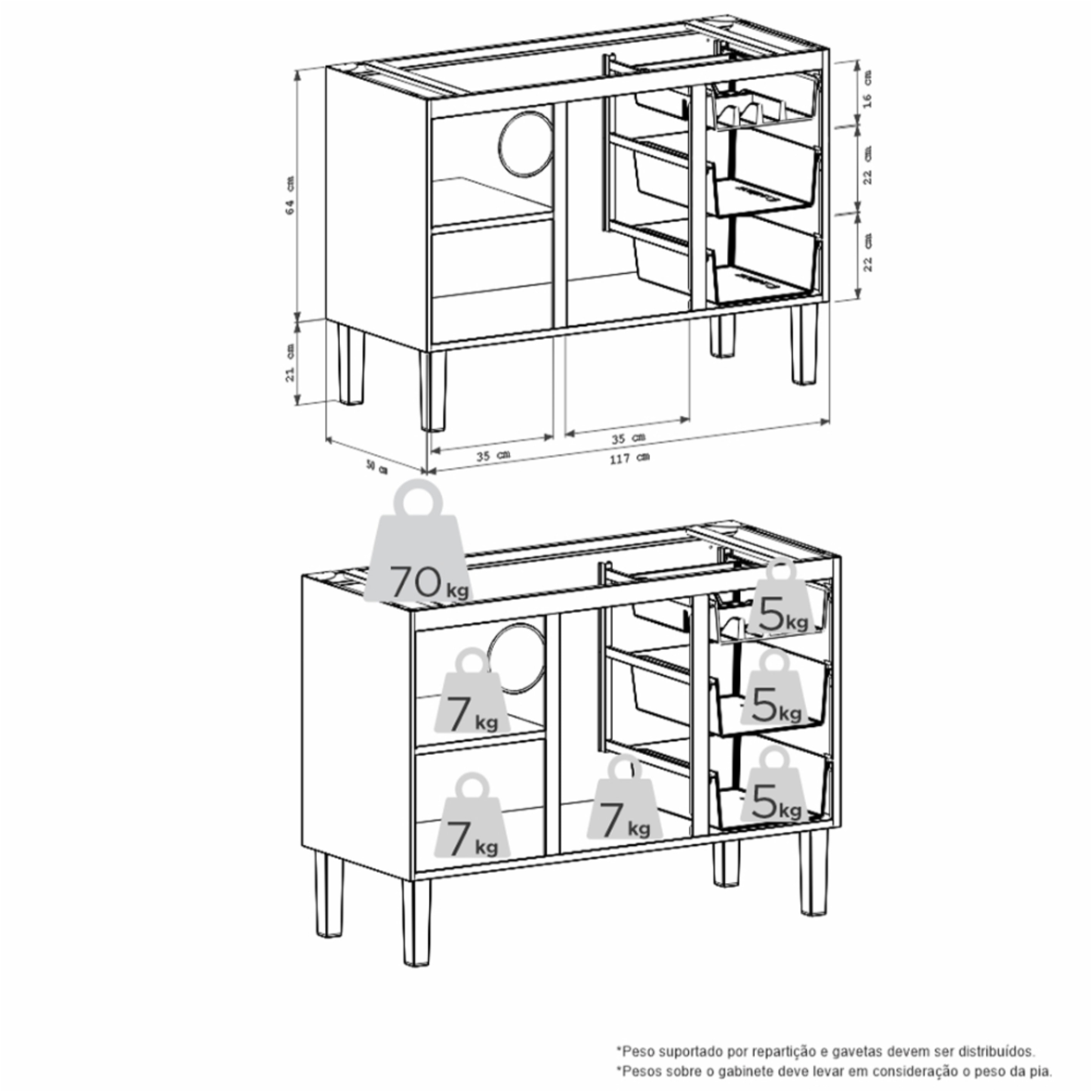Gabinete para Cozinha em Aço Jupiter Cozimax 120cm Branco - 101616