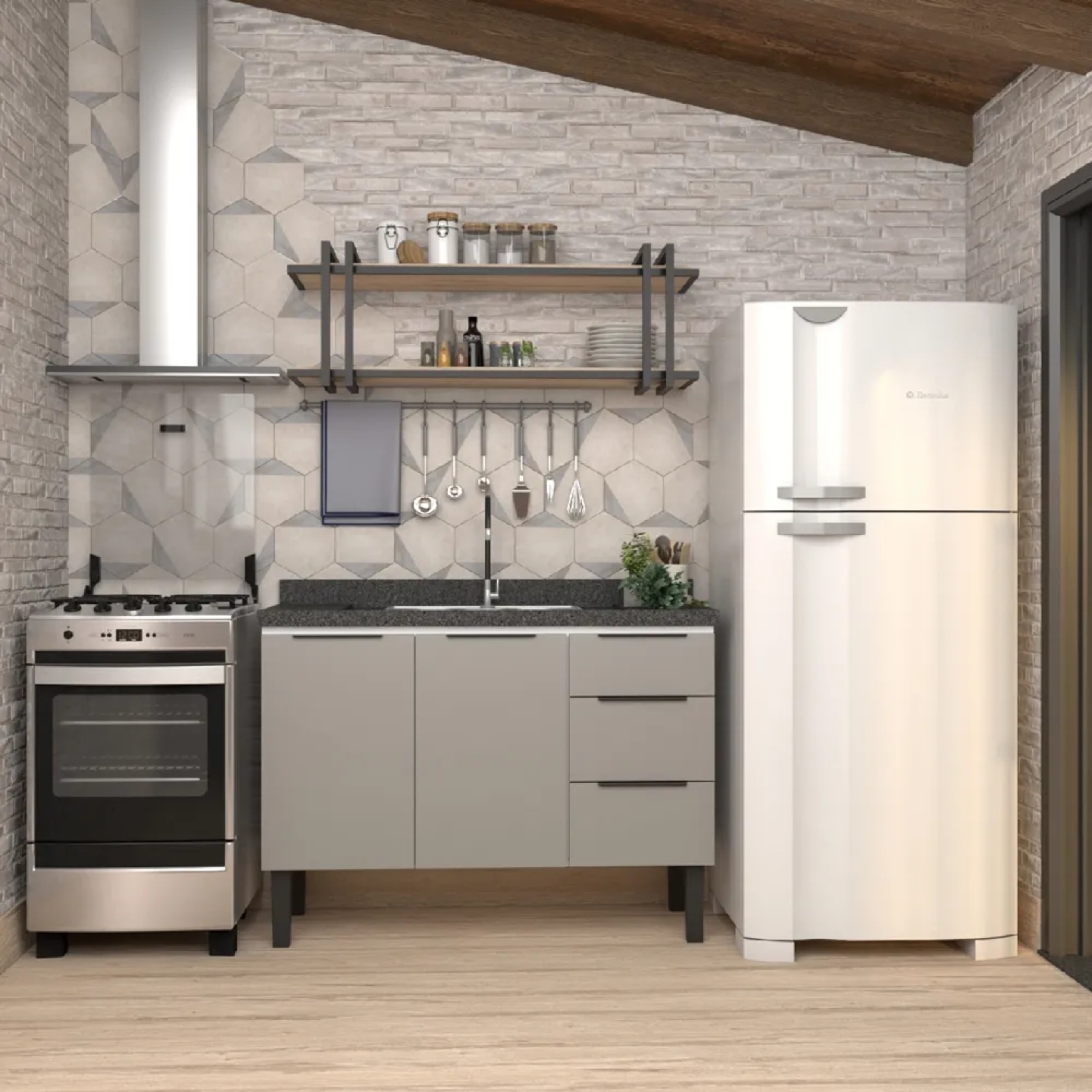 Gabinete para Cozinha em Aço Jupiter Cozimax 120cm Cinza - 101880