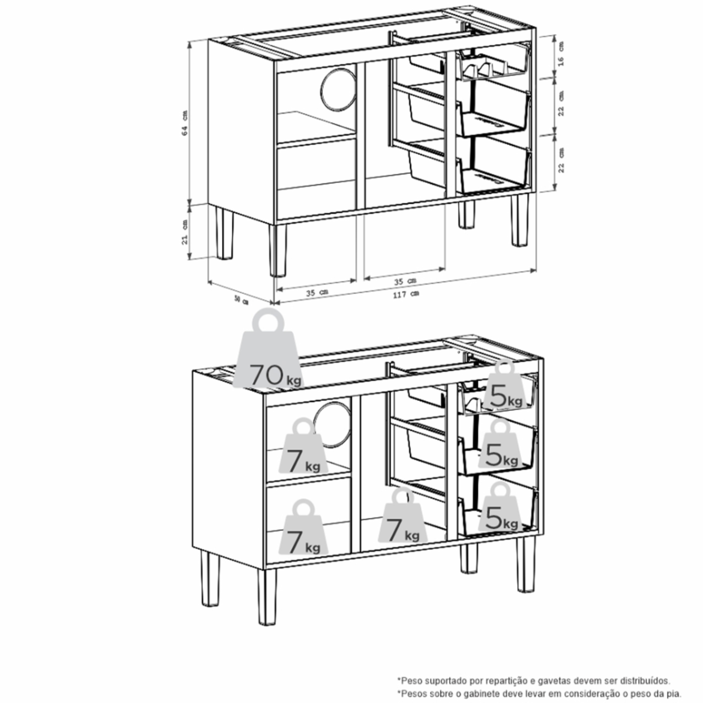 Gabinete para Cozinha em Aço Jupiter Cozimax 120cm Cinza - 101880