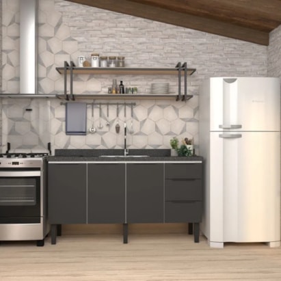 Gabinete para Cozinha em Aço Jupiter Cozimax 150cm Preto - 101711