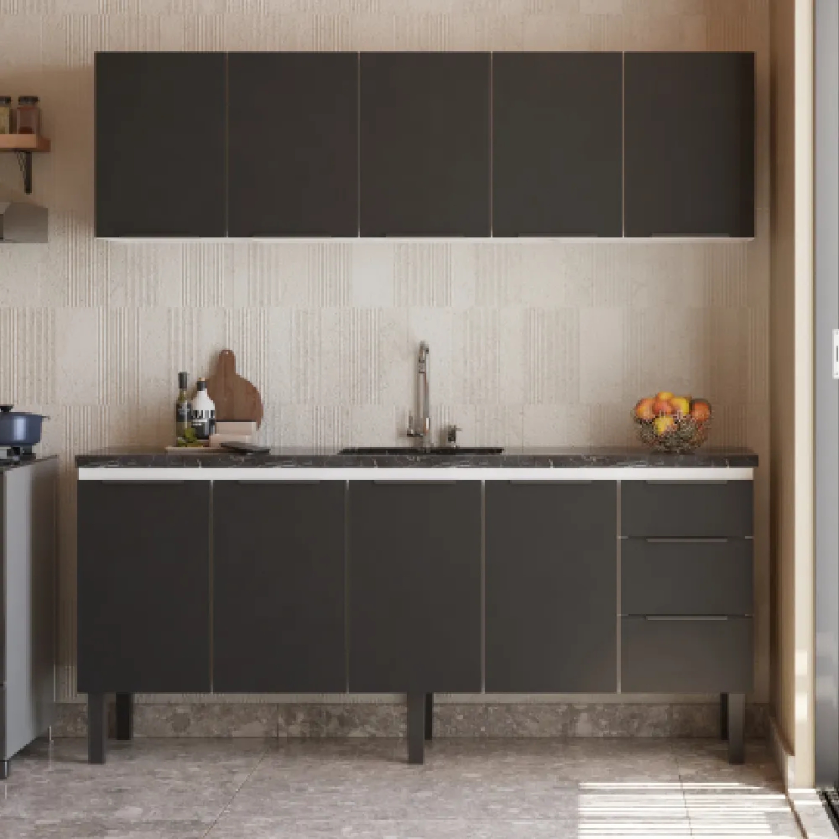 Gabinete para Cozinha em Aço Jupiter Cozimax 200cm Preto - 101713