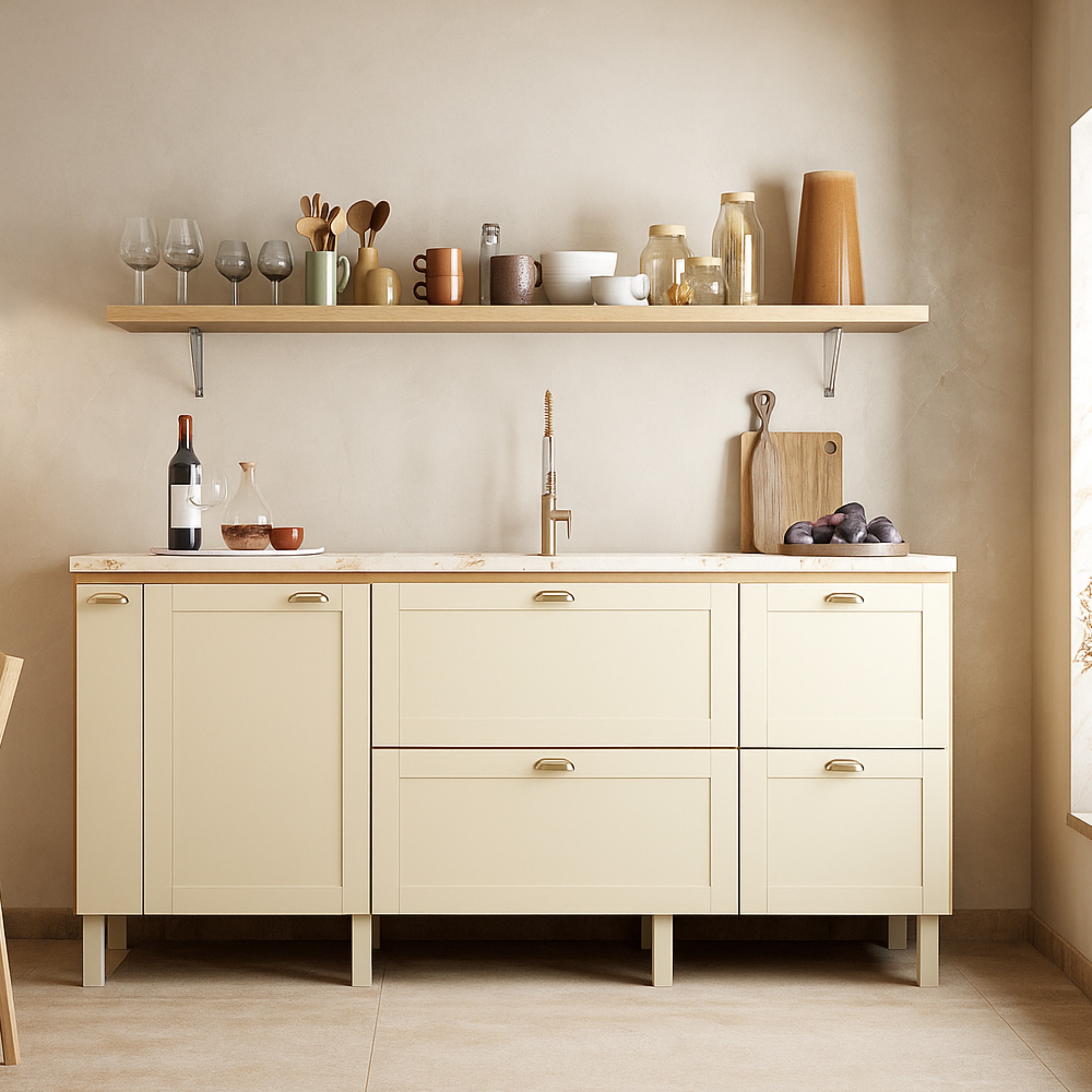 Gabinete para Cozinha em MDF Grou Cozimax Jequitiba/Areia 200cm - 102870