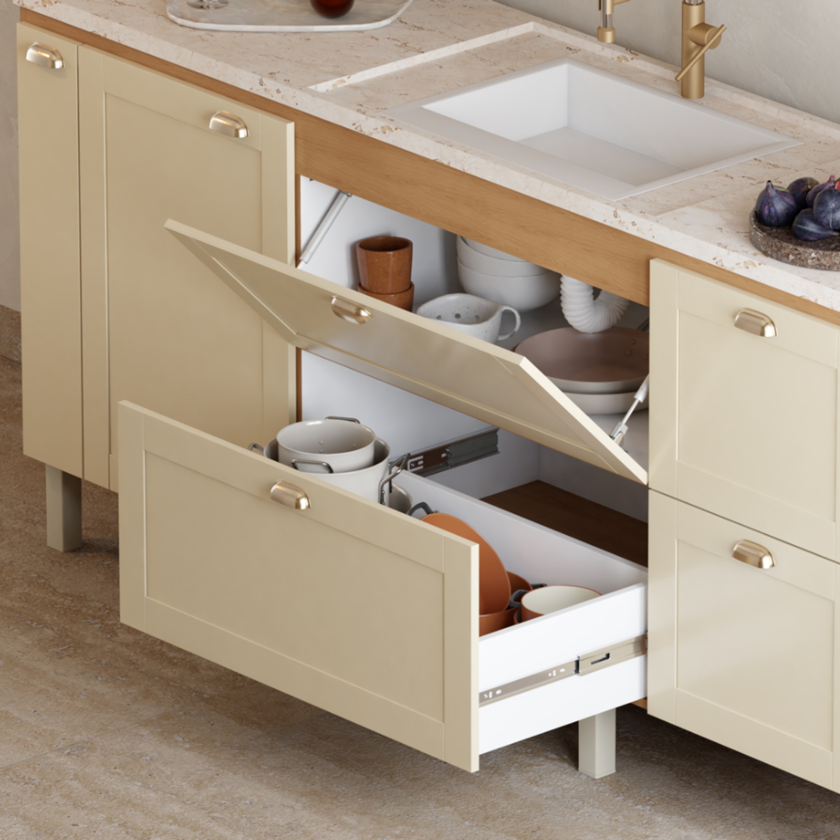 Gabinete para Cozinha em MDF Grou Cozimax Jequitiba/Areia 200cm - 102870