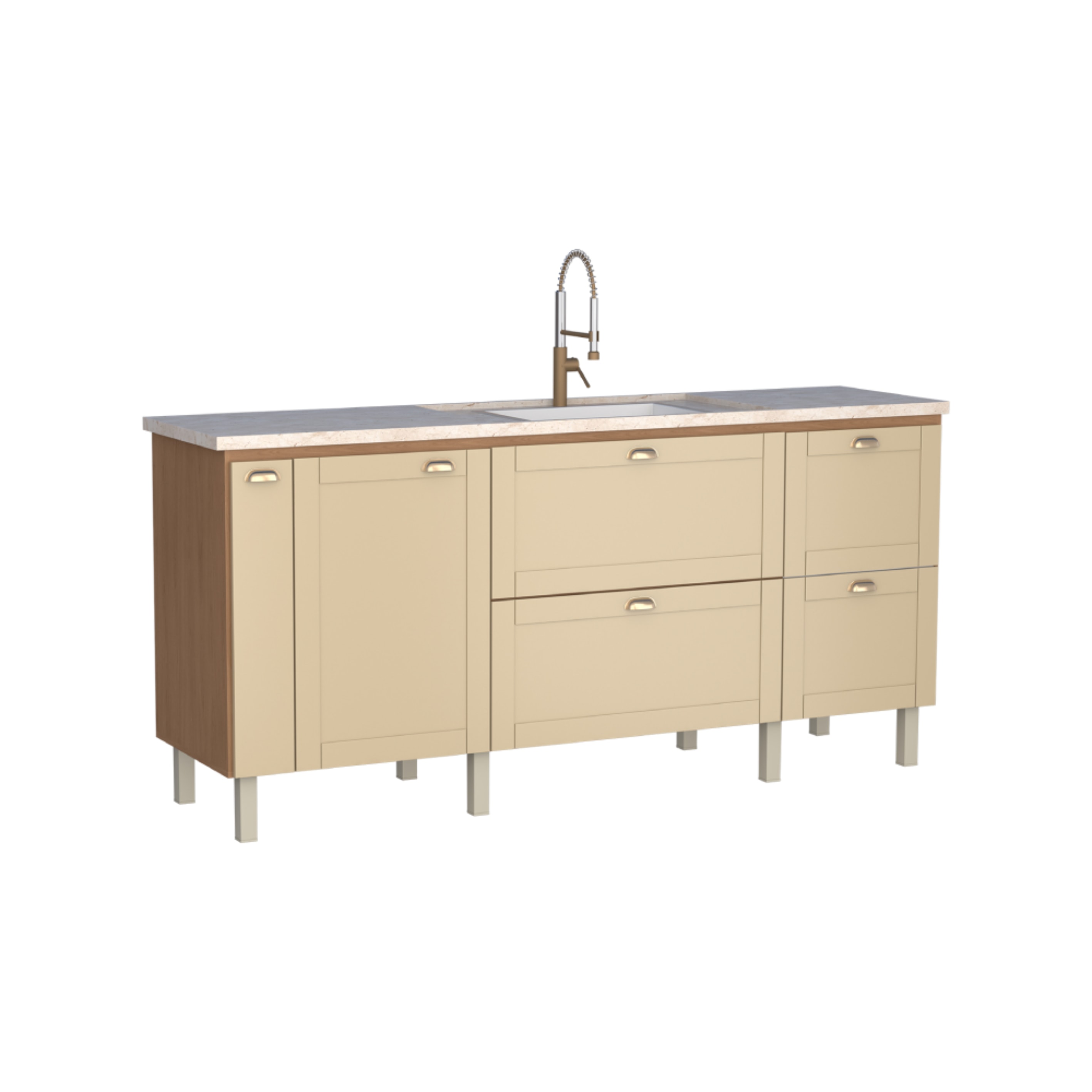 Gabinete para Cozinha em MDF Grou Cozimax Jequitiba/Areia 200cm - 102870