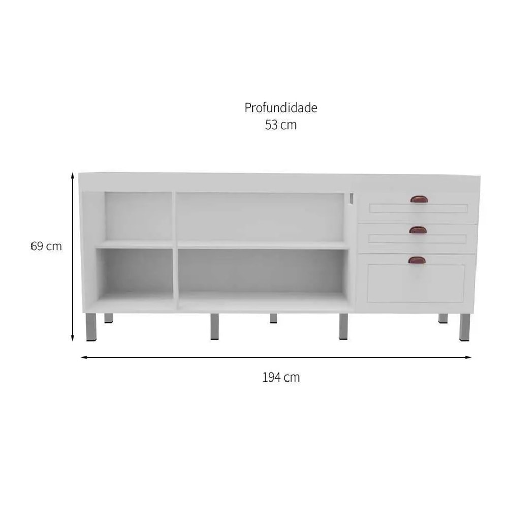 Gabinete para Cozinha Fimap Retro 1,94M Cobre e Branco - 1.201.106