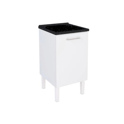 Gabinete para Lavanderia em Aço com Tanque 50cm Cozimax Vênus Branco e Preto - 89472