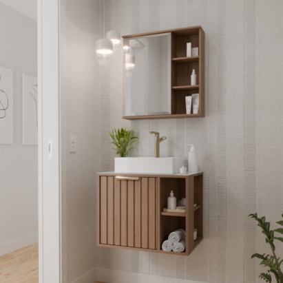 Gabinete Suspenso para Banheiro MGM Noruega 60cm Freijo - 31607.43