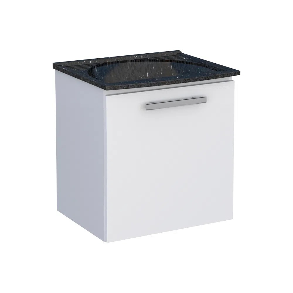 Gabinete Suspenso para Lavanderia em Aço com Tanque 50cm Cozimax Vênus Branco e Preto - 89441