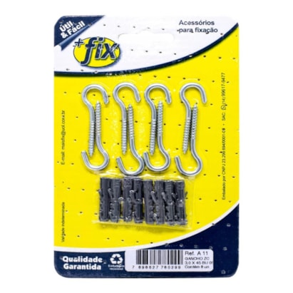 Gancho +Fix Zinco 3.5x40 Bucha Nº5 8 Peças - R.A 11