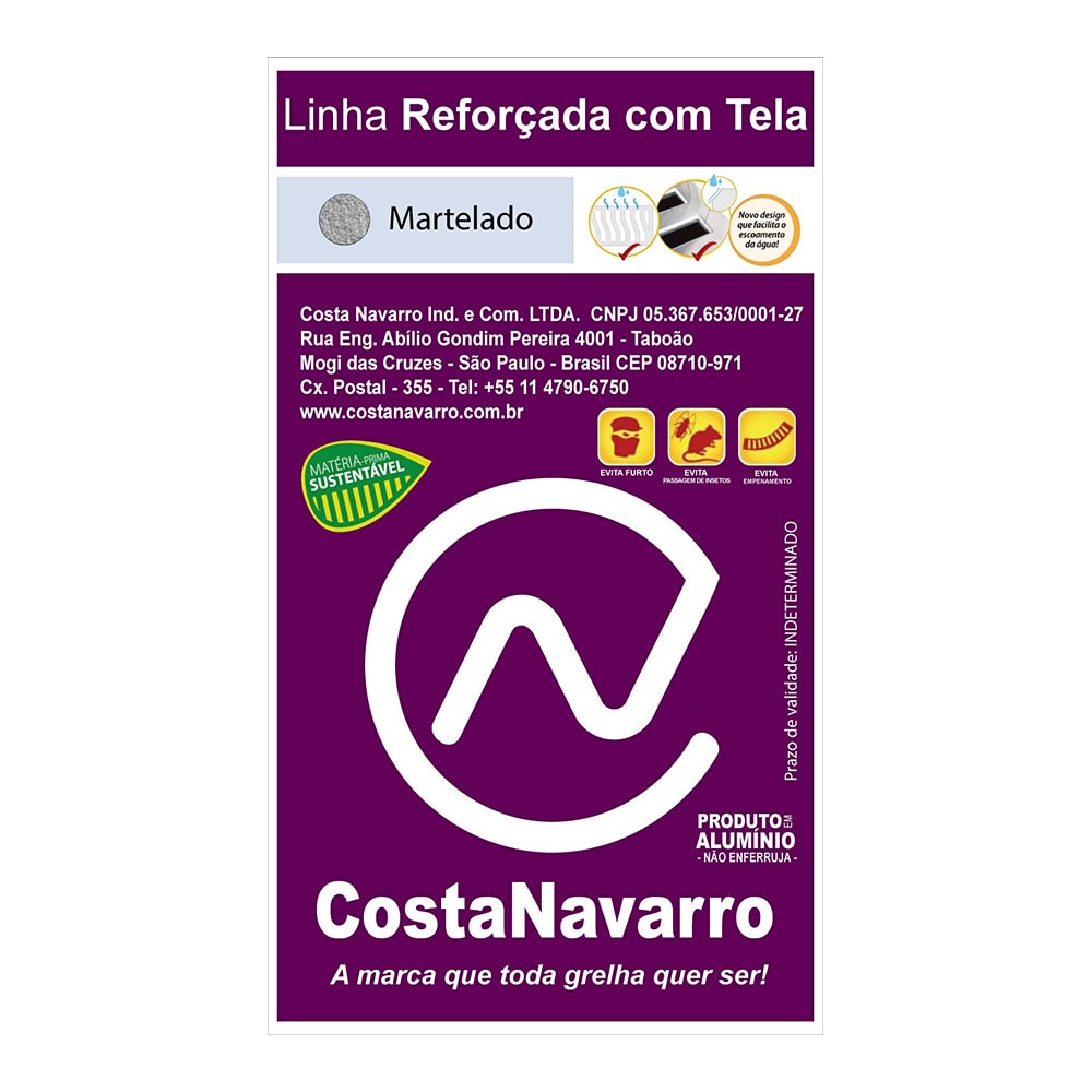 Grelha de Alumínio Costa Navarro Pesado Com Tela 10x100 - 1345