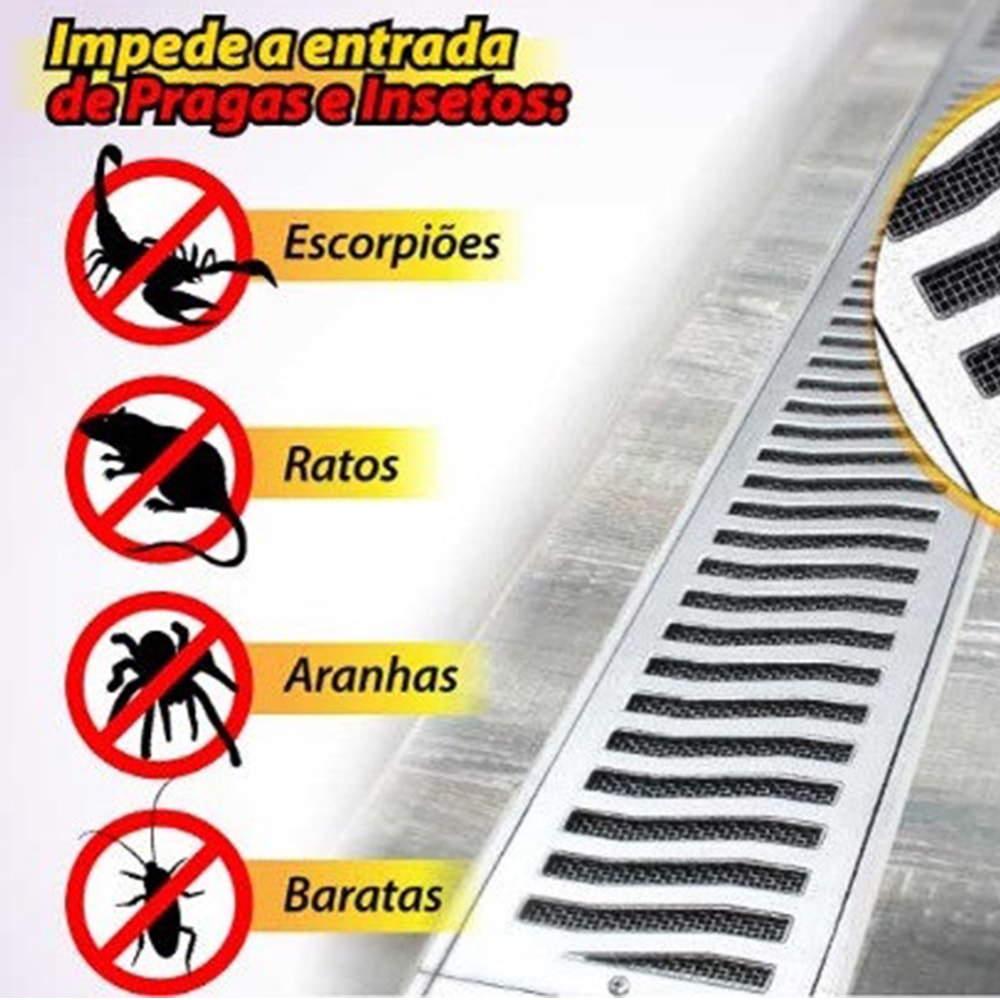 Grelha de Alumínio Costa Navarro Pesado Com Tela 10x100 - 1345