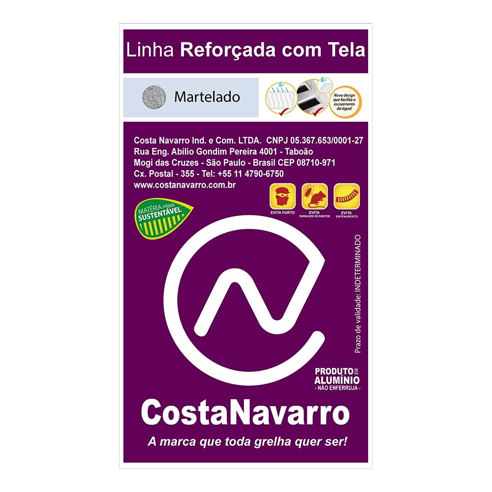 Grelha de Alumínio Costa Navarro Pesado Com Tela 15x100 - 1067