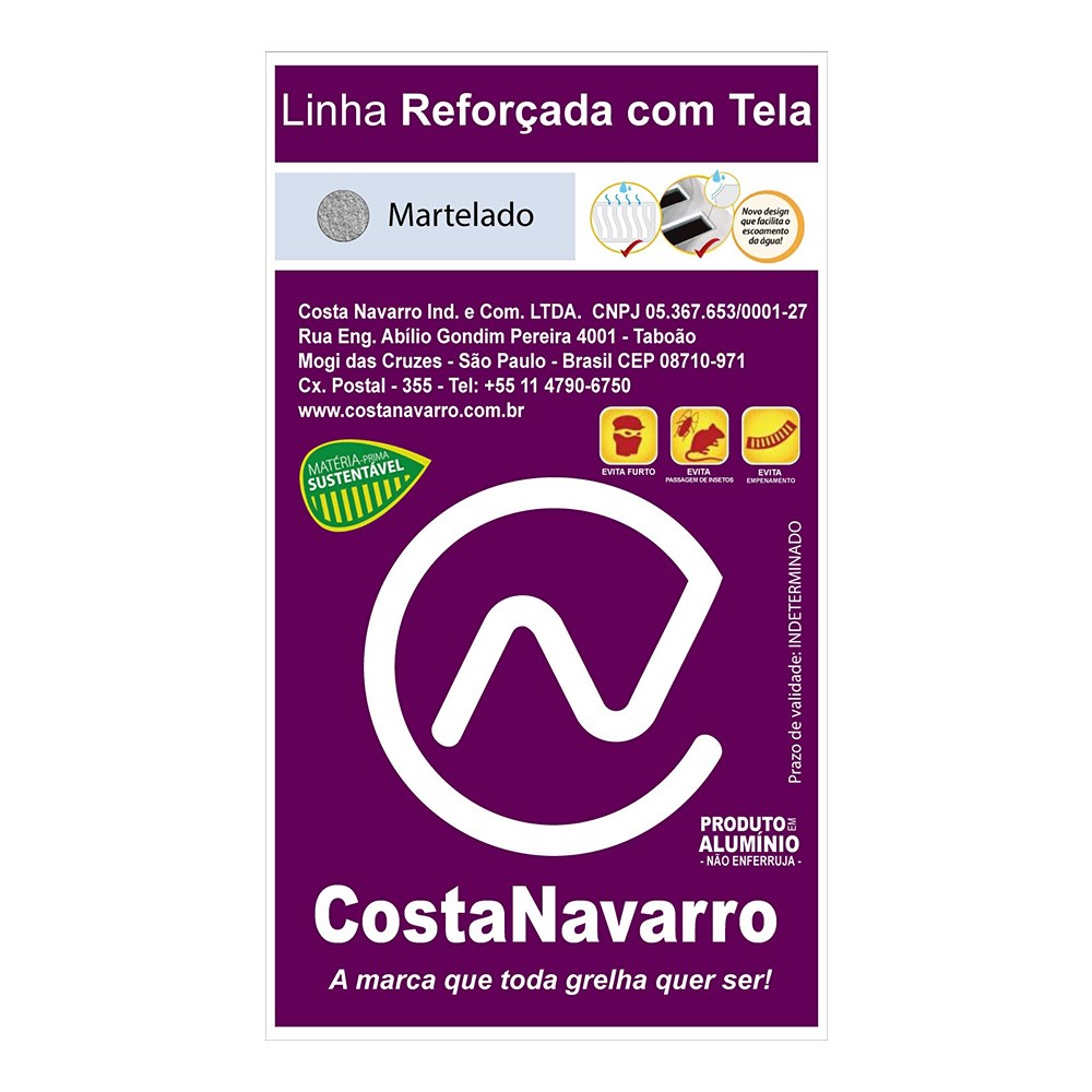 Grelha de Alumínio Costa Navarro Pesado Com Tela 15x50 - 1068