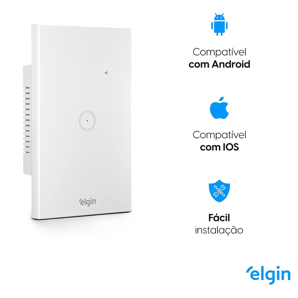 Interruptor Inteligente Com 1 Botão Touch Elgin Branco - 48INTWIFI100