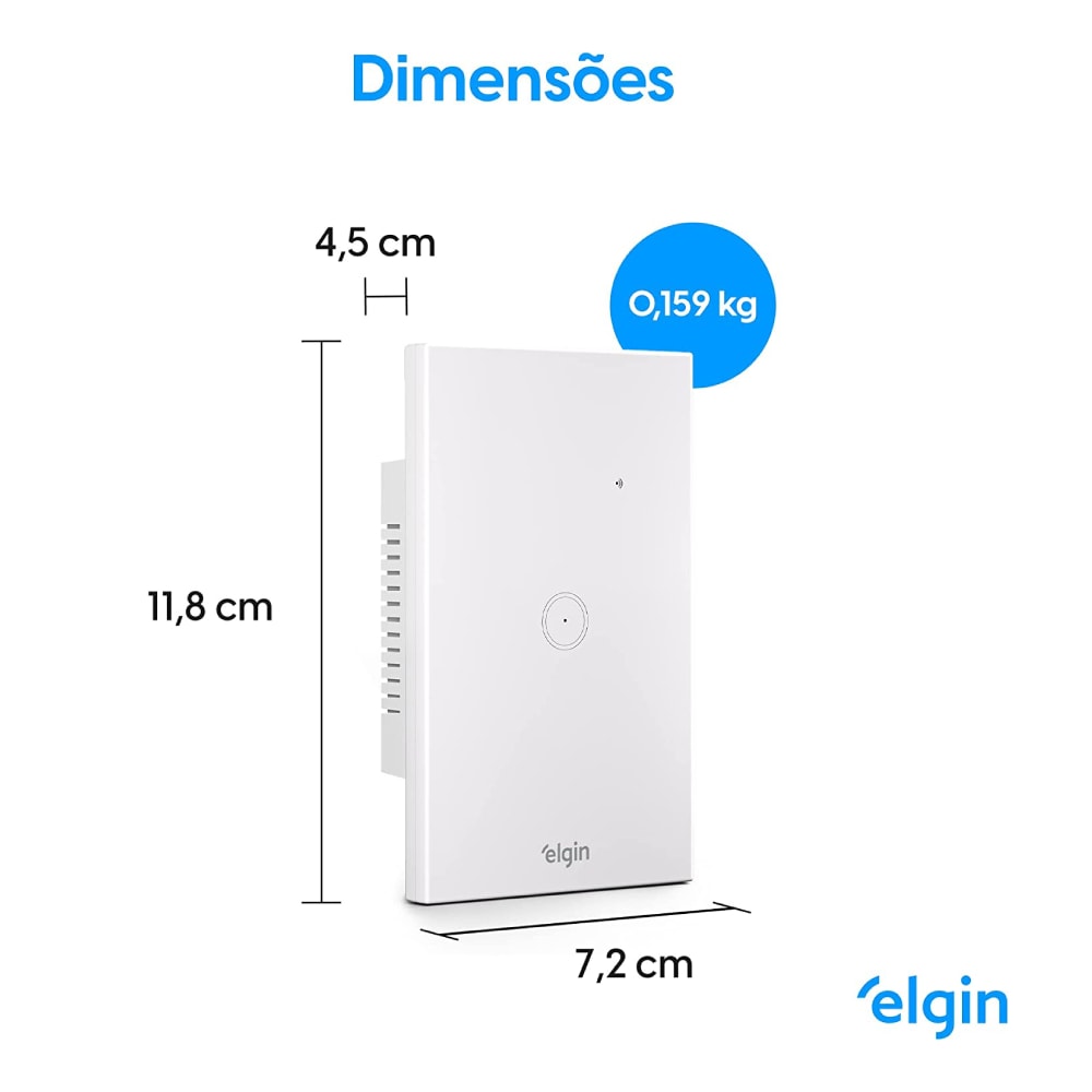 Interruptor Inteligente Com 1 Botão Touch Elgin Branco - 48INTWIFI100