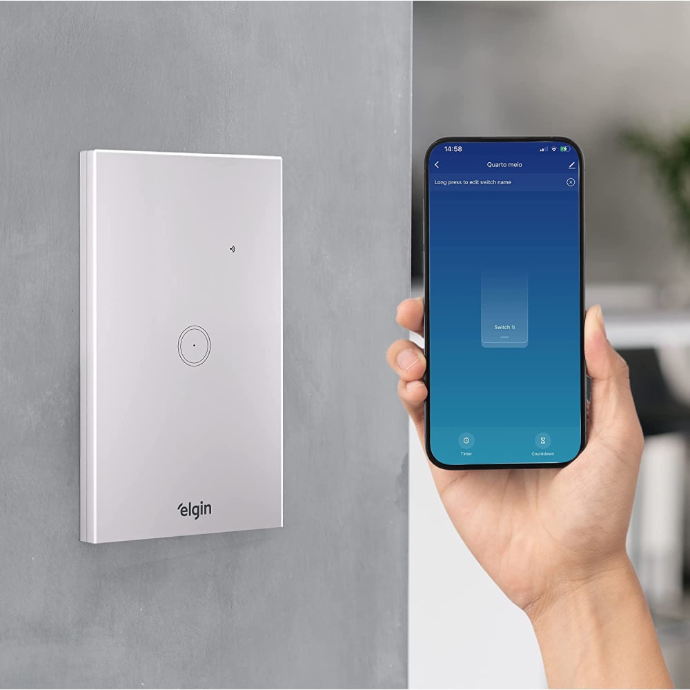 Interruptor Inteligente Com 1 Botão Touch Elgin Branco - 48INTWIFI100