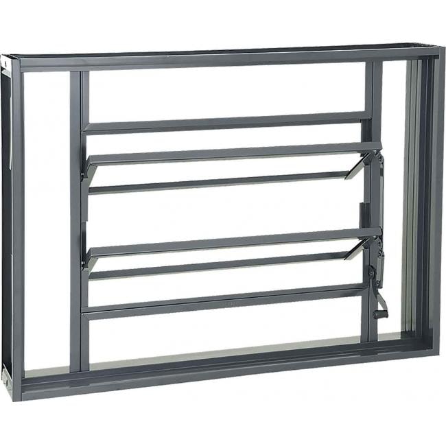 Janela Basculante de Aço 60x80x08cm Sasazaki Silenfort Quadro Fixo Cinza - 65.12.103-4
