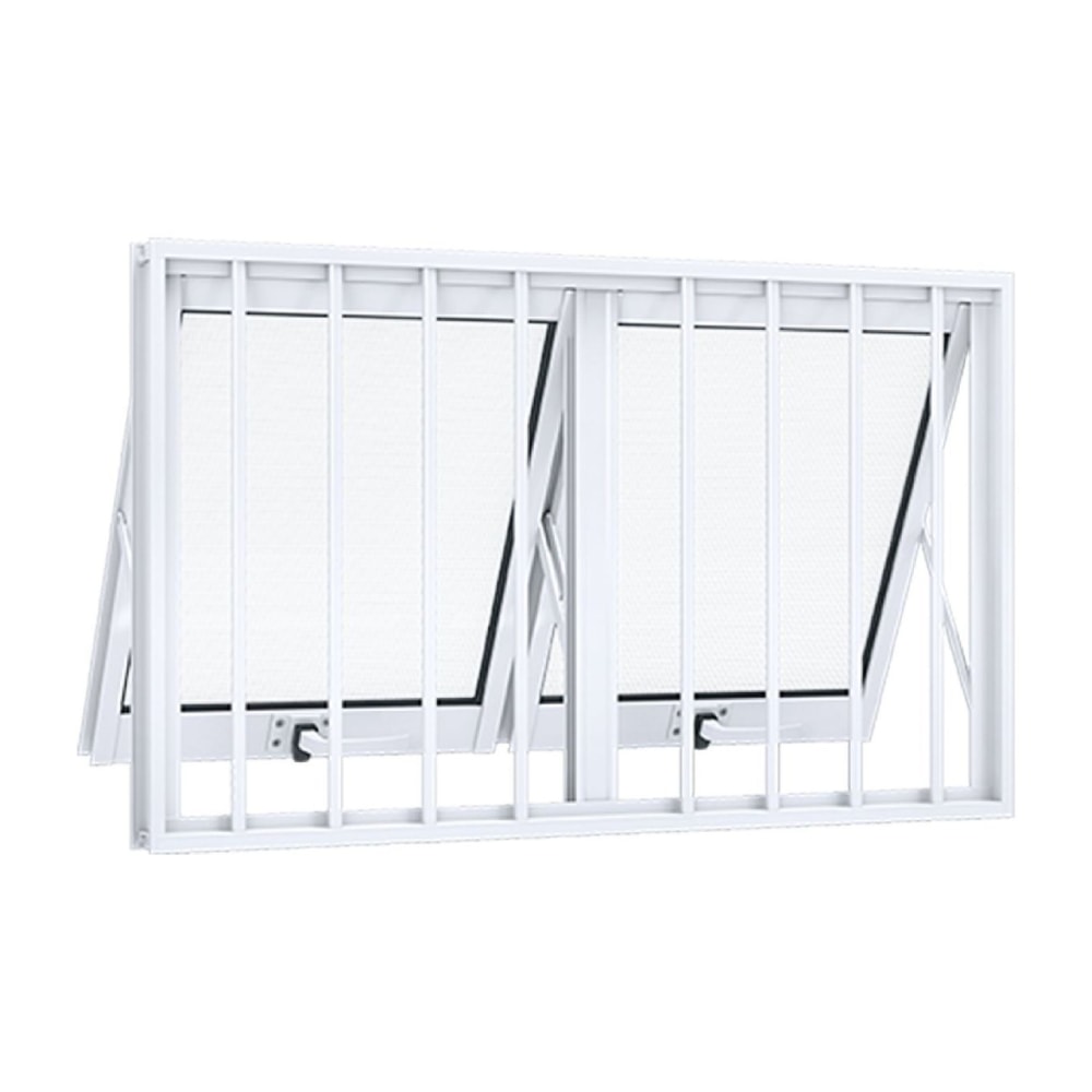 Janela de Alumínio 118x60x5,5cm Lucasa Maximo Ar Duplo Horizontal com Grade Branco - 9067.0