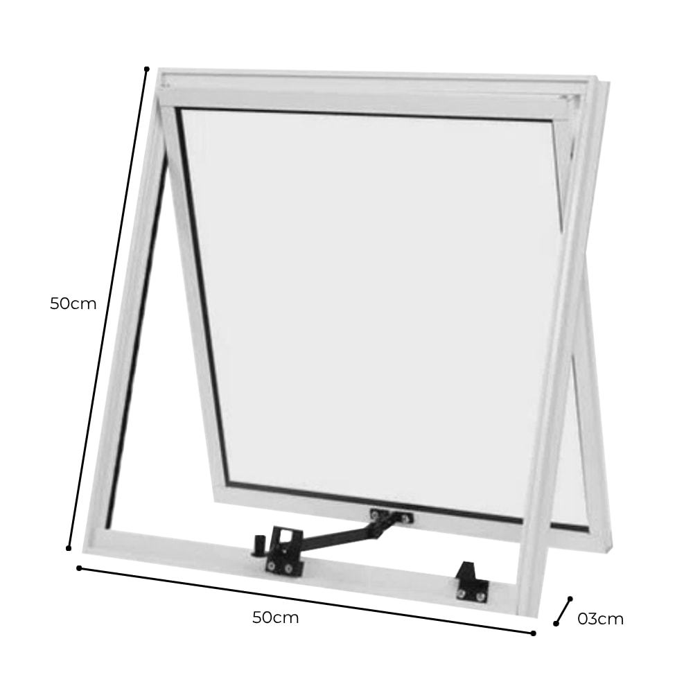 Janela de Alumínio 50x50x03cm Crv Classic Maxim-Ar 1 Folha Branca - 500421