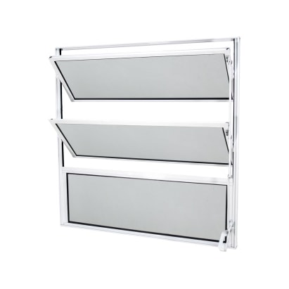 Janela de Alumínio Basculante 80x60x2,3cm CRV Classic Vidro Mini Boreal Branca - 600517
