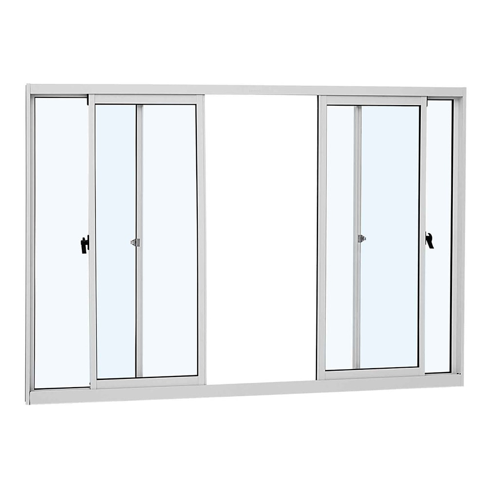 Janela de Alumínio de Correr 100x150x4,74cm Sasazaki Alumislim 4 Folhas Branca - 78.10.102-4