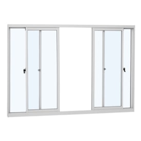 Janela de Alumínio de Correr 100x150x4,74cm Sasazaki Alumislim 4 Folhas Branca - 78.10.102-4