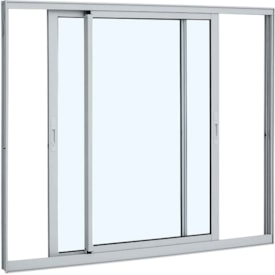 Janela de Alumínio de Correr 100x150x6,4cm Sasazaki Alumifort 2 Folhas Branca - 71.15.190-5