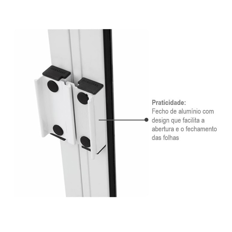 Janela de Alumínio de Correr 100x150x6.54cm Sasazaki Alumifit Grade Classic 4 Folhas Branca - 78.10.601-8